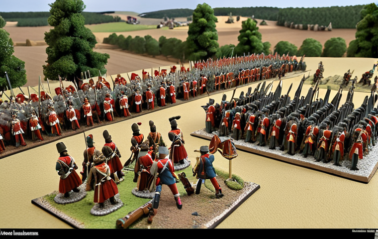 ** A detailed wargame setup depicting the Battle of Austerlitz. Focus on the historical accuracy of the uniforms, terrain, and miniature figures. Capture the intensity and strategic complexity of the battle. **
