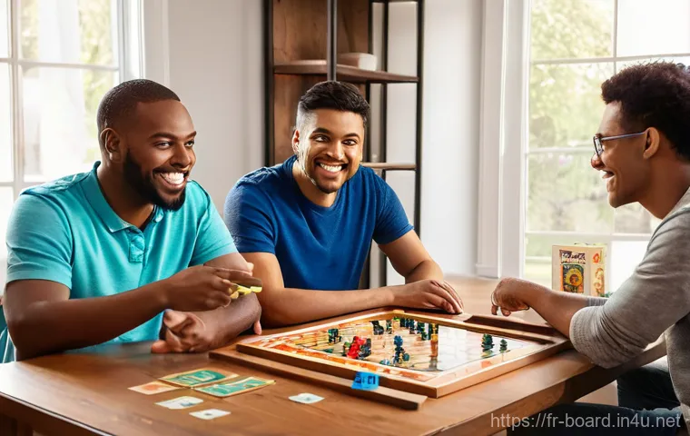 보드게임 플레이 타임 분석 - **"First Game Discovery"** A diverse group of 3-4 young adults, dressed in comfortable casual we...