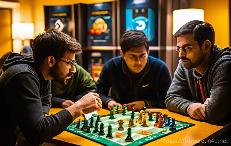 보드게임 플레이 타임 분석 - **"Engaging Evening Strategy"** Four friends, two men and two women in their late 20s to early 3... 보드게임 플레이 타임 분석 - **"Engaging Evening Strategy"** Four friends, two men and two women in their late 20s to early 3...