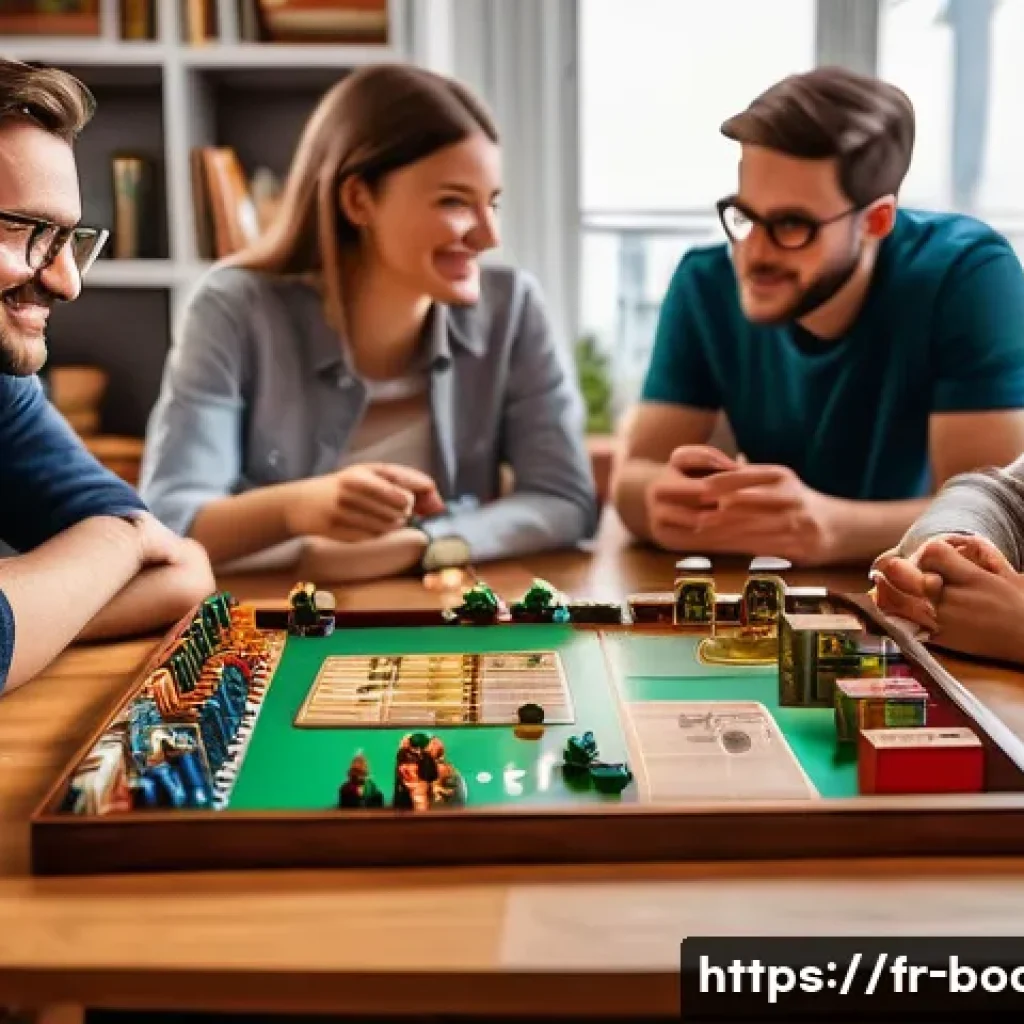 보드게임 추천 플레이 - A detailed, cozy board game night scene set in a stylish Parisian apartment with a diverse group of ...