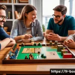 Home 21 보드게임 추천 플레이 - A detailed, cozy board game night scene set in a stylish Parisian apartment with a diverse group of ...