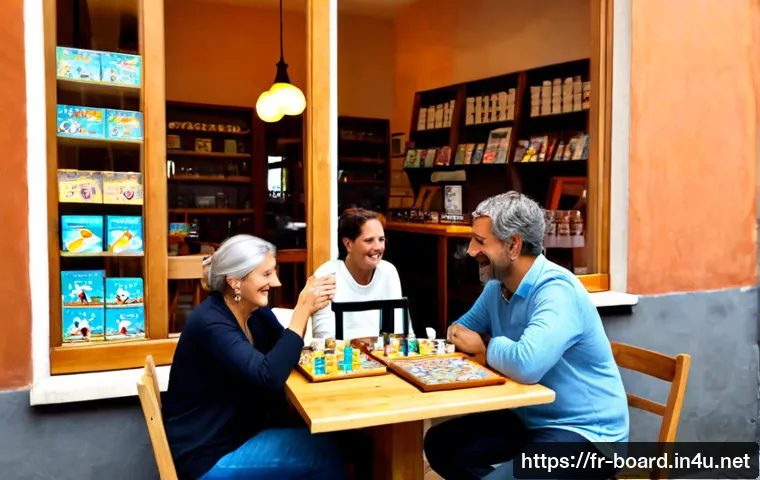 Home 17 보드게임 창업 성공 사례 - Photorealistic successful independent board game café in a charming French city neighborhood, confid...